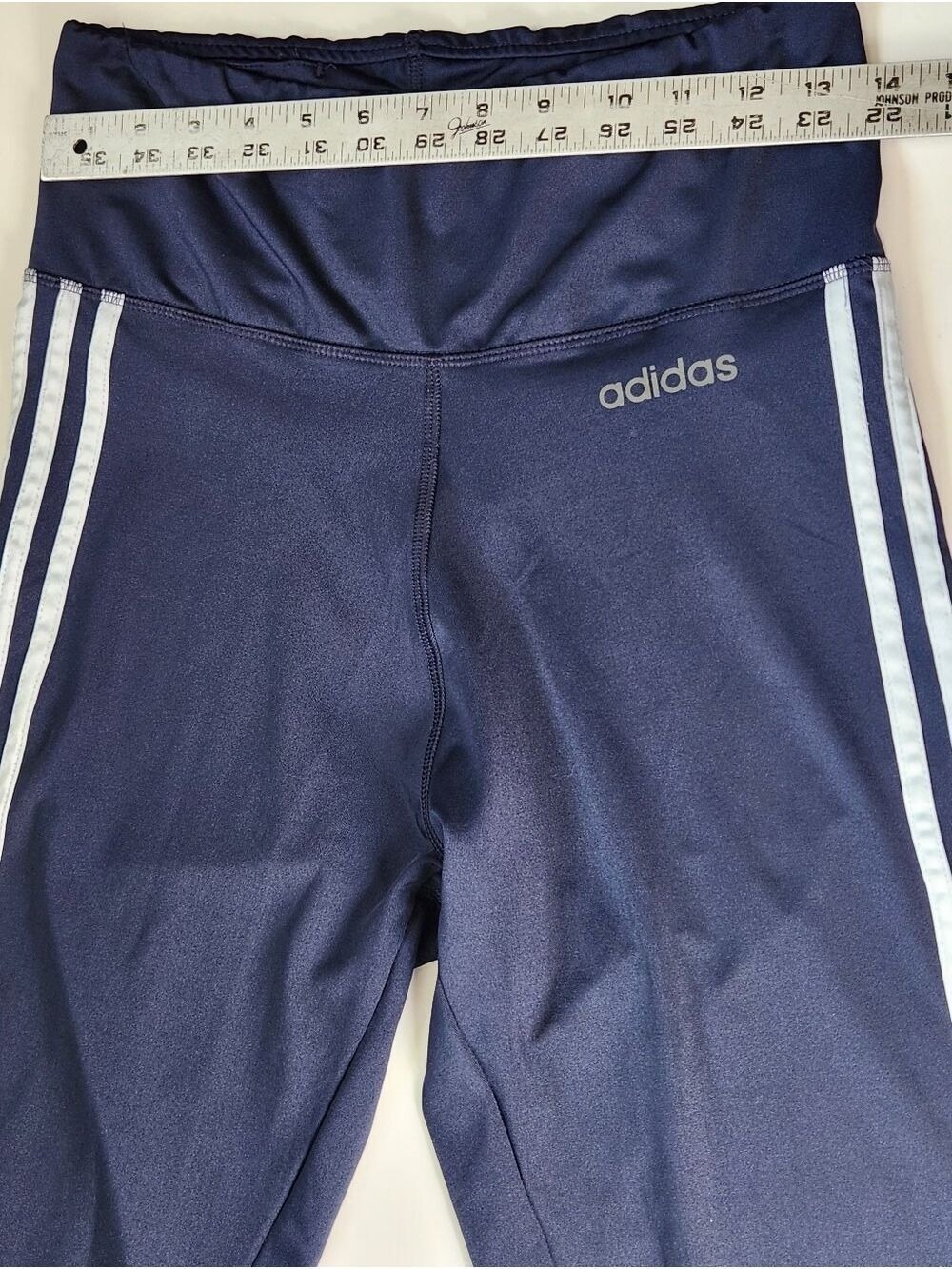 Adidas Climalite Women's Medium Navy Blue 3-Stripe Athletic Leggings DQ3076 - Picture 9 of 12